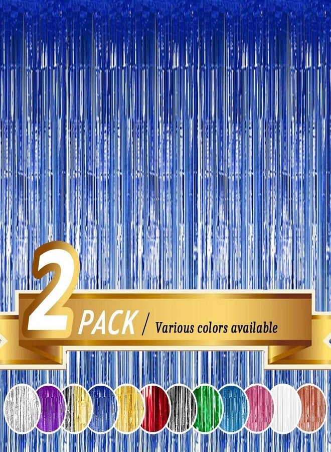 بروبسيكل ستارة بروبسكل الزرقاء ذات الشراشيب المعدنية، مقاس 3 × 6 قدم، خلفية مثالية لأعياد ميلاد الأولاد، وحفلات استقبال المولود، والذكرى السنوية، وحفلات توديع العزوبية، وديكور جدار كشك التصوير (عبوة من قطعتين) - Image 1